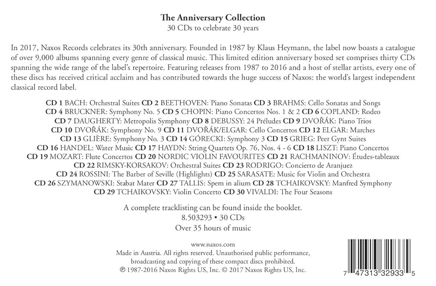 クラシック Naxos - The 30th Anniversary Collection Naxos 30th Anniversary Collection – Naxos of America